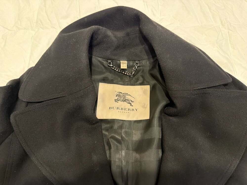 BURBERRY LONDON WOMENS. WOOL CASHMERE BLEND PEACOAT BLACK JACKET SZ MEDIUM